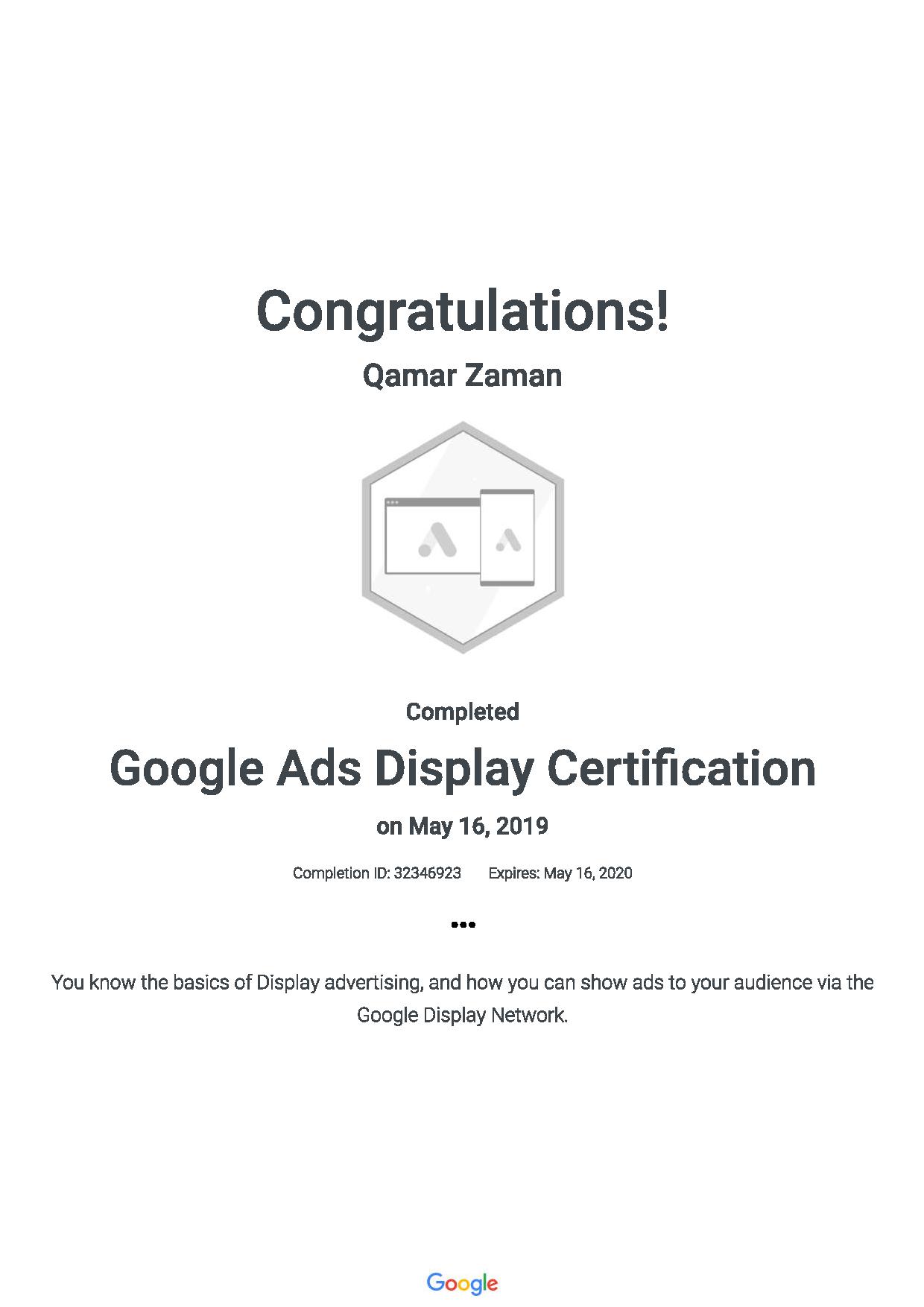 Google Ads Display Certification 201905
